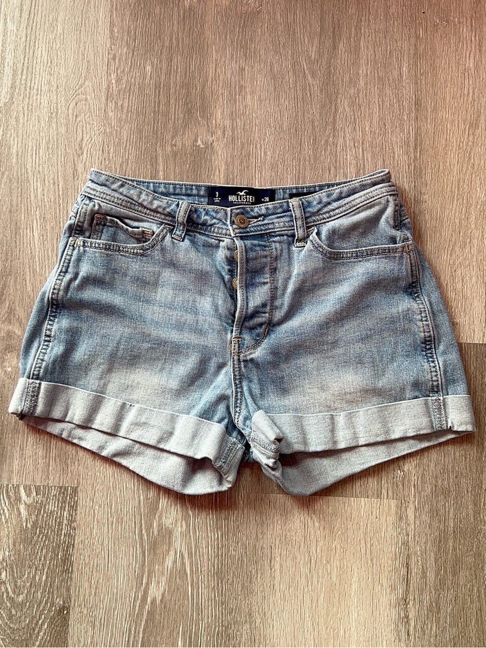 Hollister Light Wash High Waist Boyfriend Denim Shorts